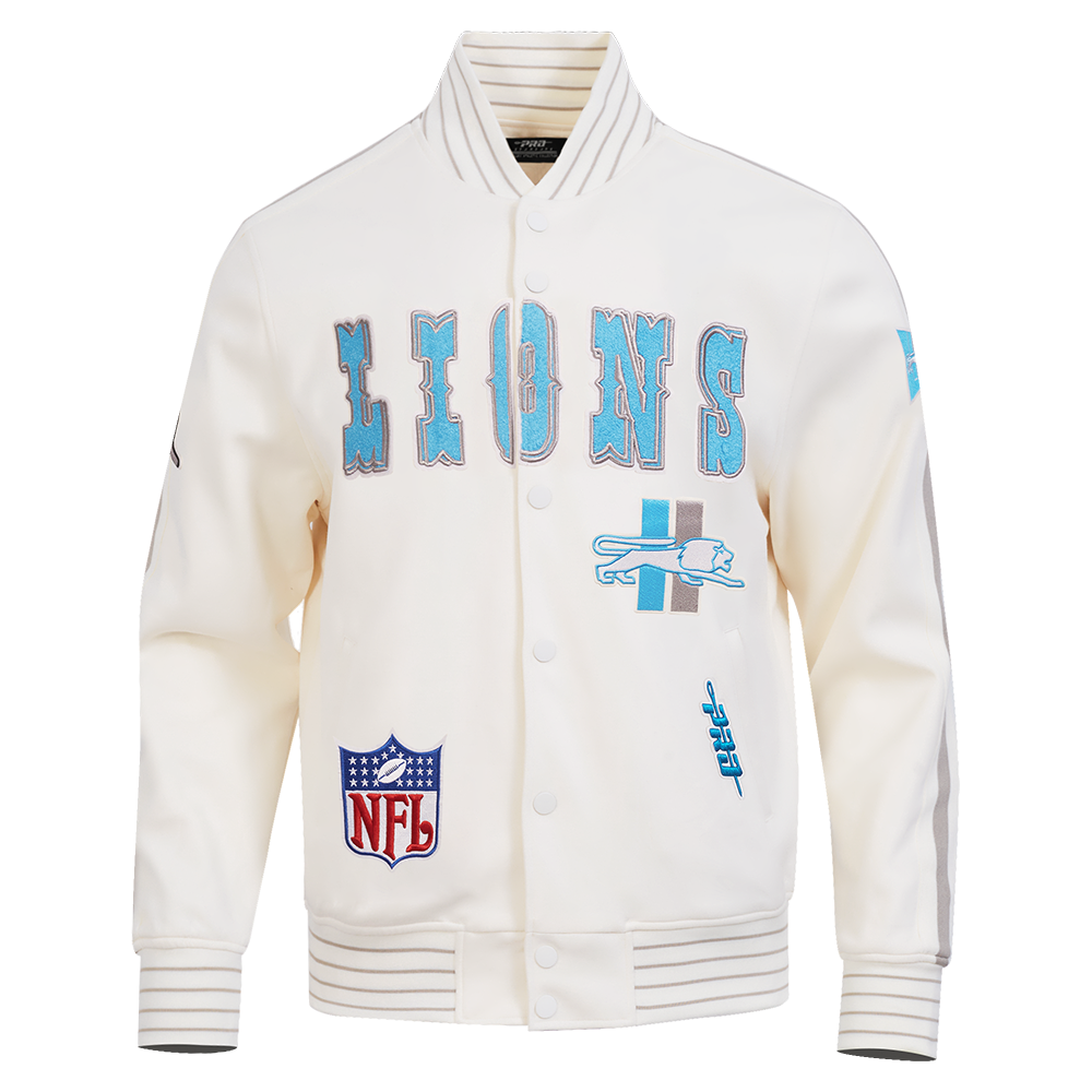 NFL DETROIT LIONS PRO GAME DAY RETRO JACKET (EGGSHELL/TAUPE/EGGSHELL)