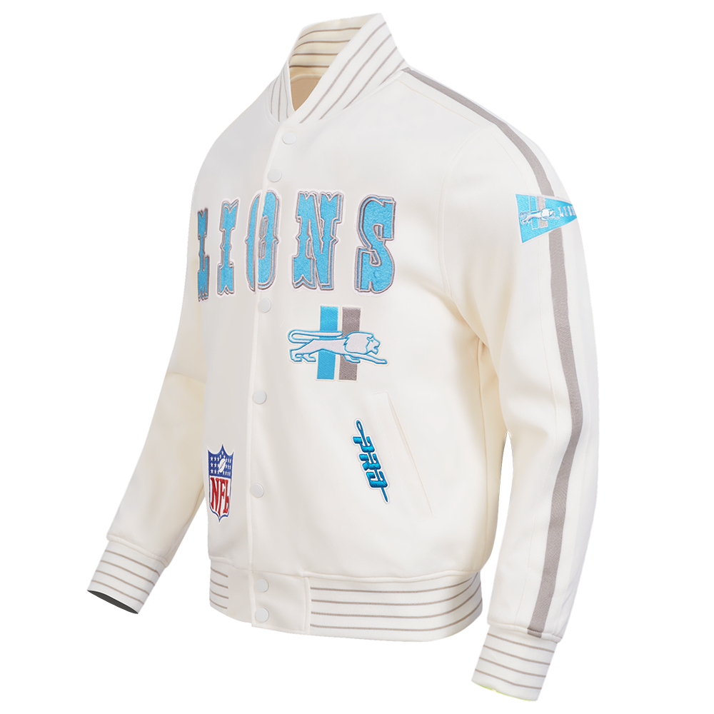 NFL DETROIT LIONS PRO GAME DAY RETRO JACKET (EGGSHELL/TAUPE/EGGSHELL)