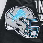 NFL DETROIT LIONS LETTERMAN BLOUSON EN SATIN POUR HOMME (NOIR)