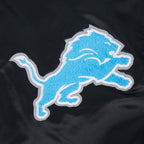 NFL DETROIT LIONS LETTERMAN BLOUSON EN SATIN POUR HOMME (NOIR)