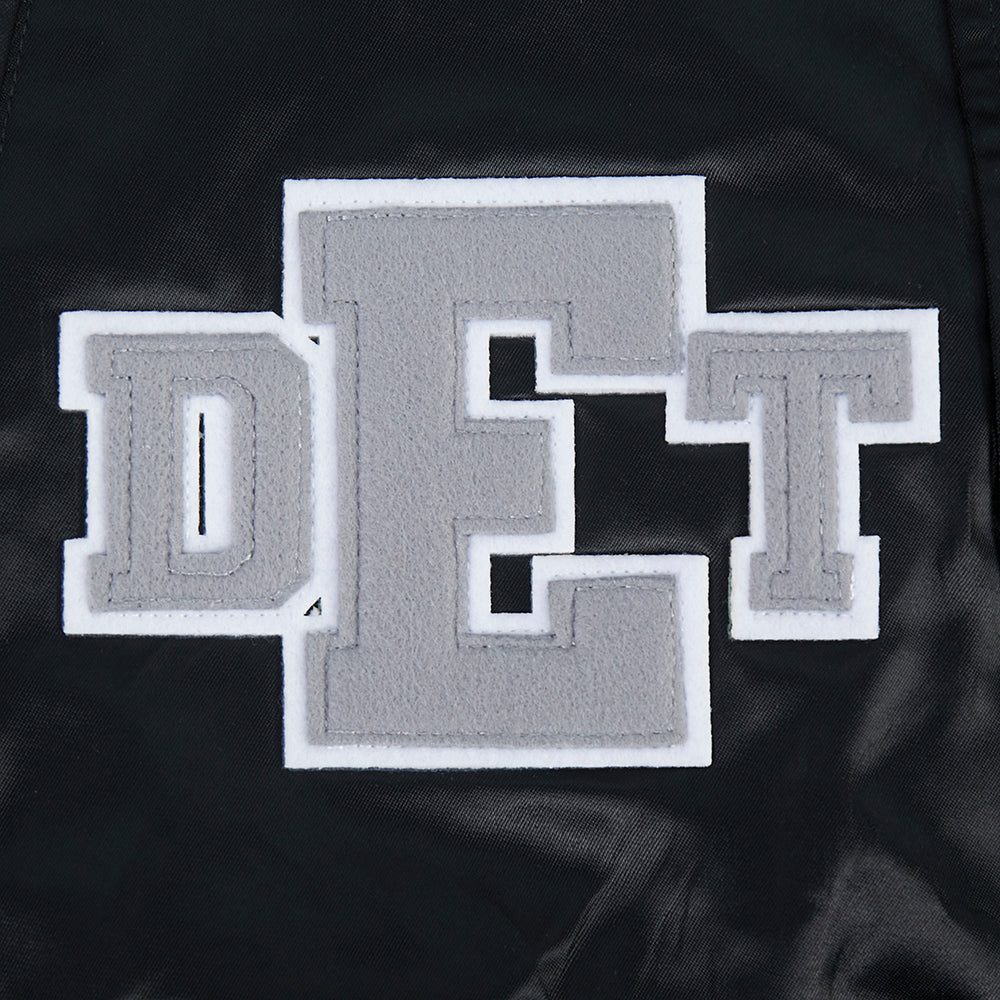 NFL DETROIT LIONS LETTERMAN BLOUSON EN SATIN POUR HOMME (NOIR)