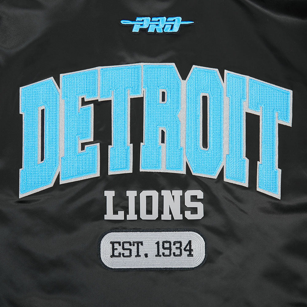 NFL DETROIT LIONS CITY ARCH BLOUSON EN SATIN POUR HOMME (NOIR)