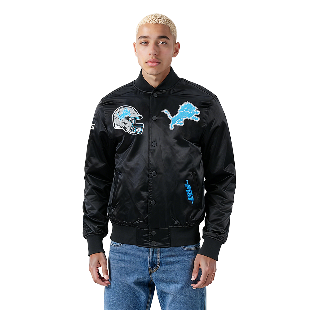 NFL DETROIT LIONS CITY ARCH BLOUSON EN SATIN POUR HOMME (NOIR)