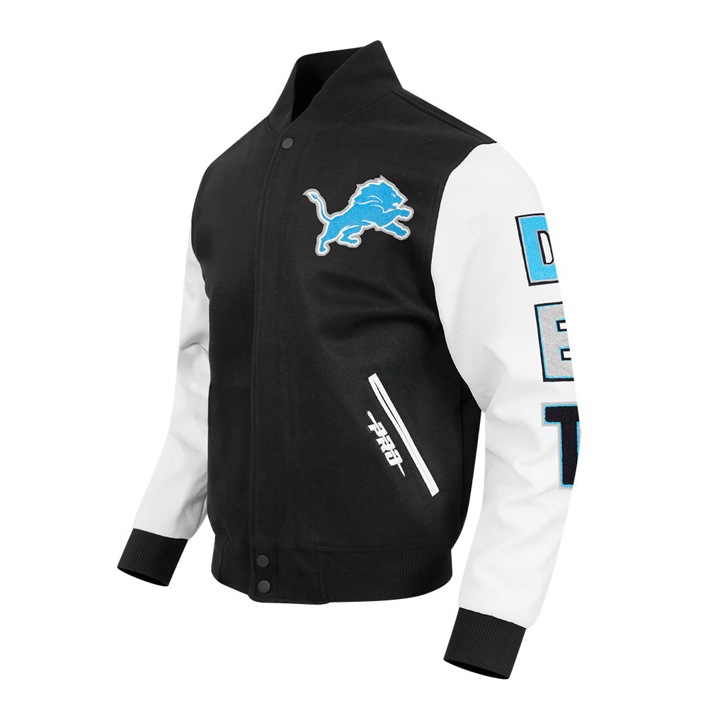 NFL DETROIT LIONS CLASSIC CHENILLE MANTEAU POUR HOMME (NOIR/BLANC M60030)
