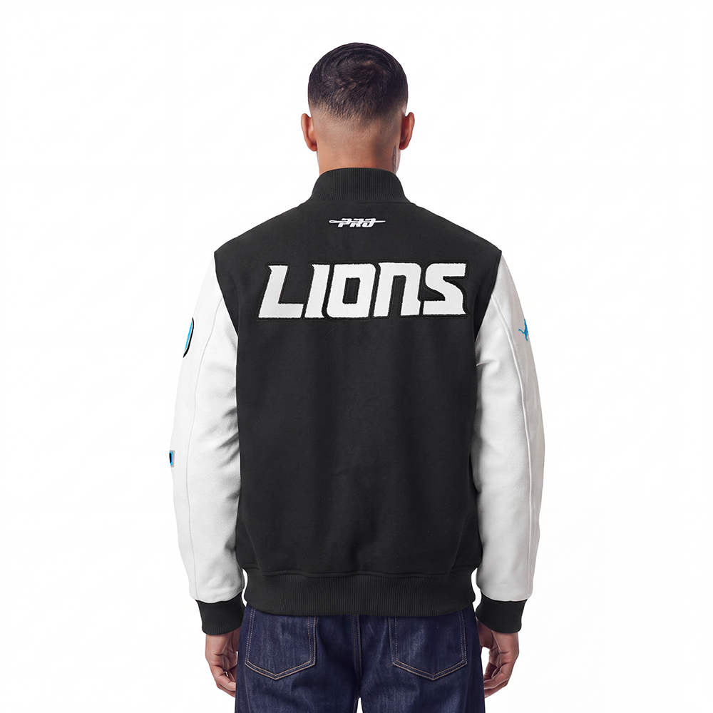 NFL DETROIT LIONS CLASSIC CHENILLE MANTEAU POUR HOMME (NOIR/BLANC M60030)