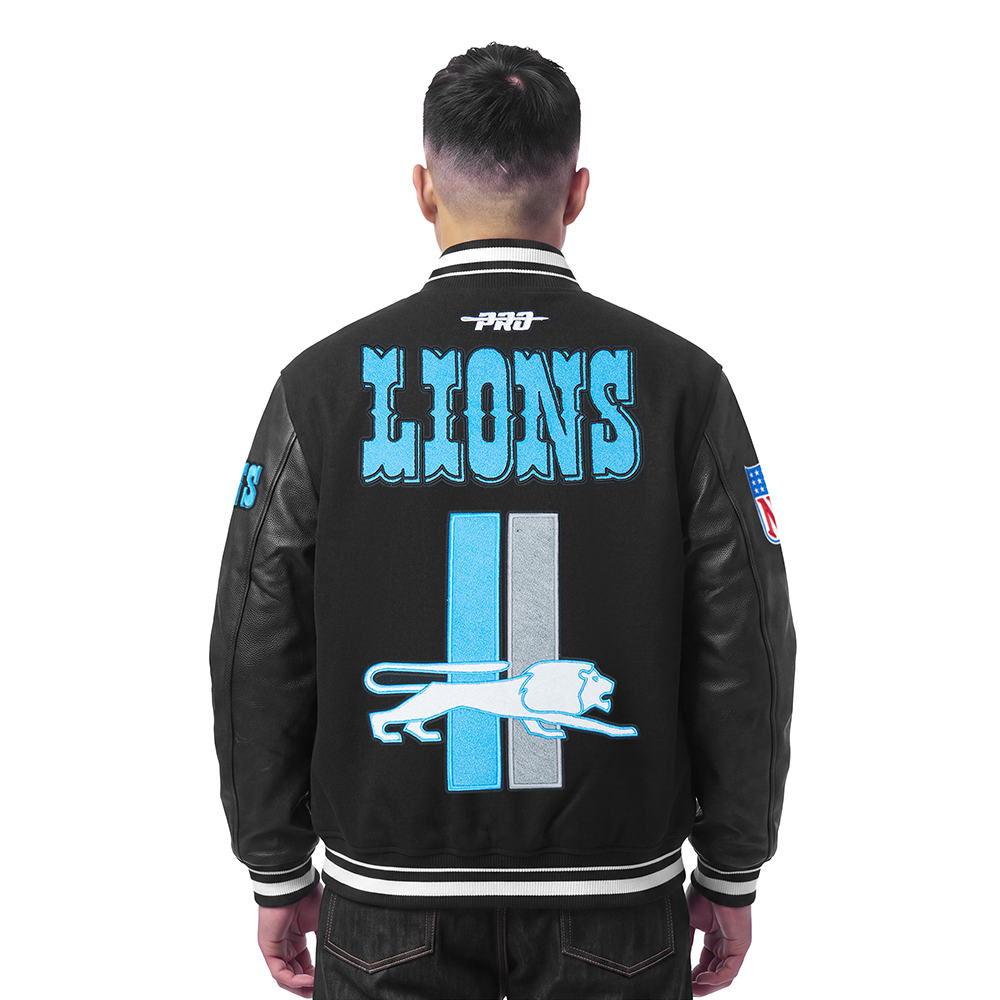 NFL DETROIT LIONS RETRO CLASSICS MEN'S VARSITY JACKET (BLACK)