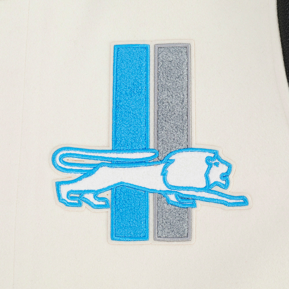 NFL DETROIT LIONS RETRO CLASSICS BLOUSON COLLÉGIAL POUR HOMME (COQUILLE D'ŒUF/NOIR)