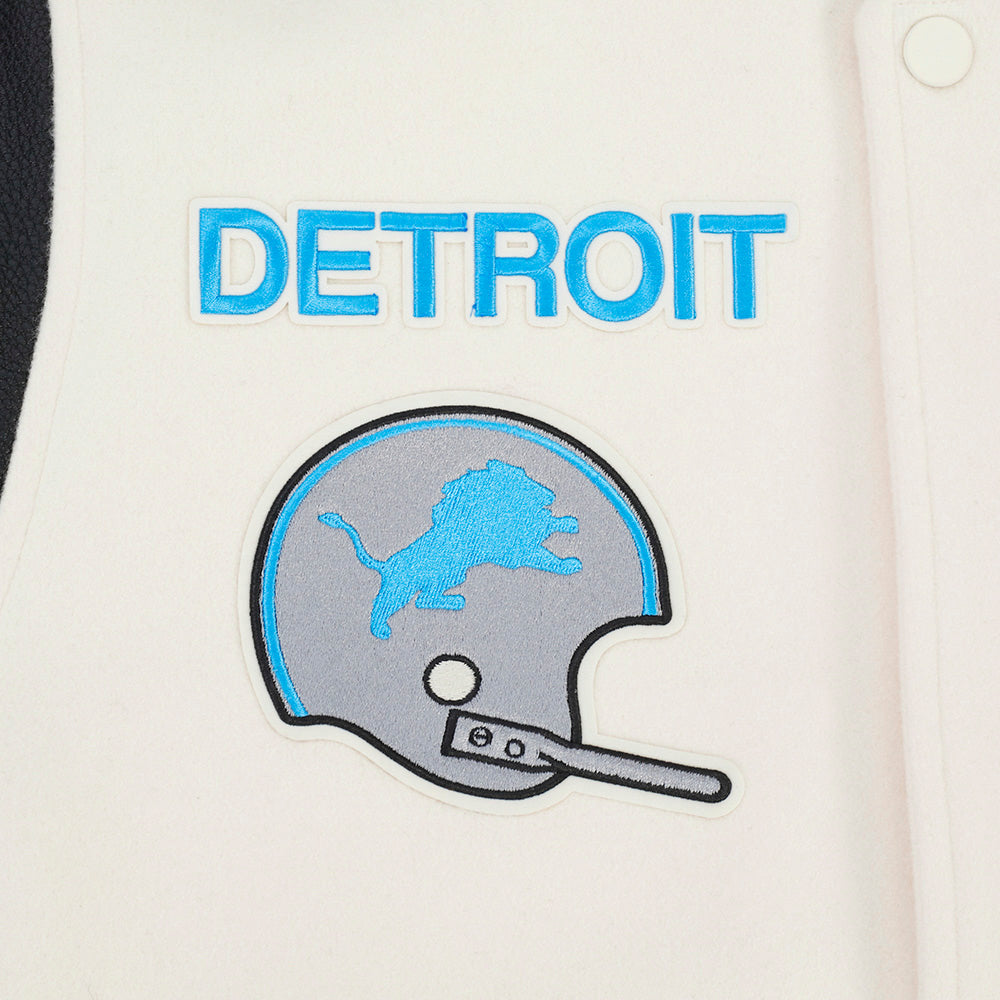 NFL DETROIT LIONS RETRO CLASSICS BLOUSON COLLÉGIAL POUR HOMME (COQUILLE D'ŒUF/NOIR)