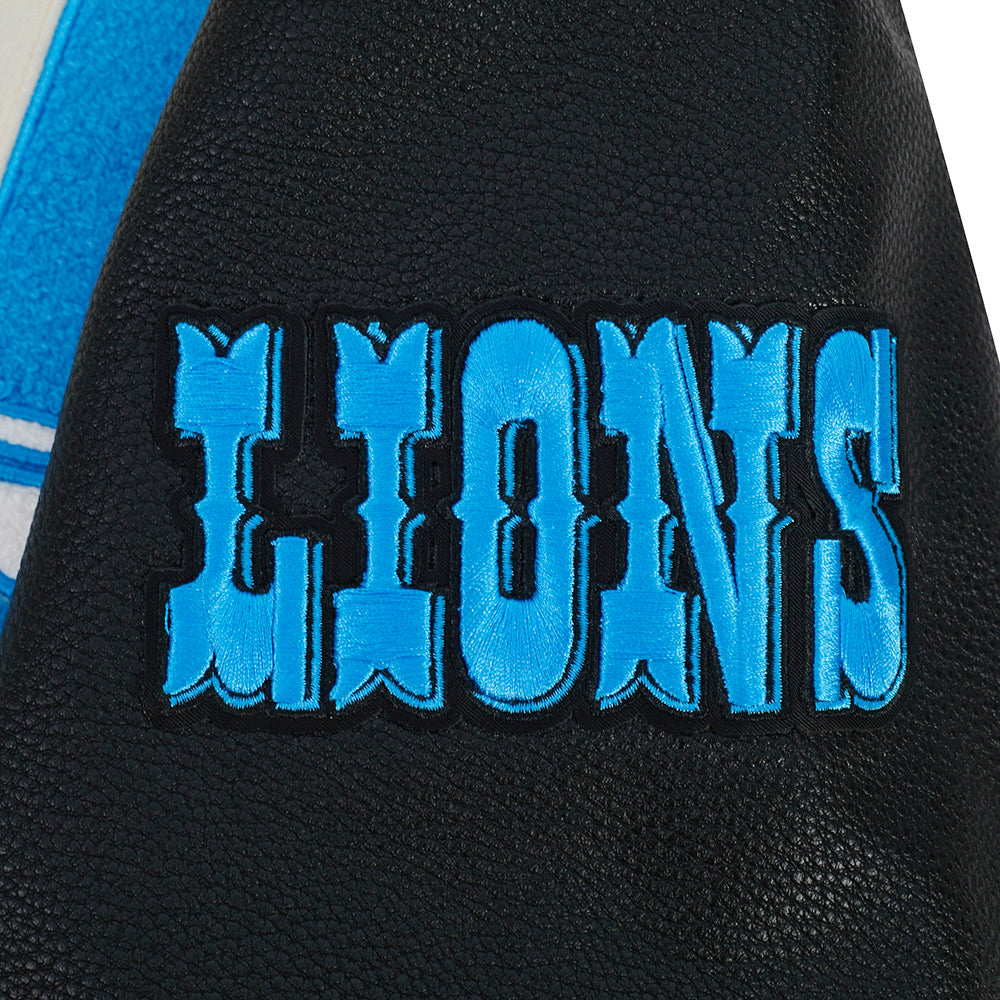 NFL DETROIT LIONS RETRO CLASSICS BLOUSON COLLÉGIAL POUR HOMME (COQUILLE D'ŒUF/NOIR)