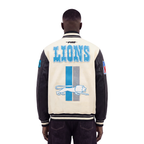 NFL DETROIT LIONS RETRO CLASSICS BLOUSON COLLÉGIAL POUR HOMME (COQUILLE D'ŒUF/NOIR)