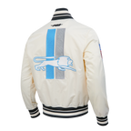 NFL DETROIT LIONS RETRO CLASSICS BLOUSON EN SATIN POUR HOMME (COQUILLE D'ŒUF/NOIR)