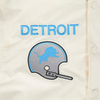 NFL DETROIT LIONS RETRO CLASSICS BLOUSON EN SATIN POUR HOMME (COQUILLE D'ŒUF/NOIR)