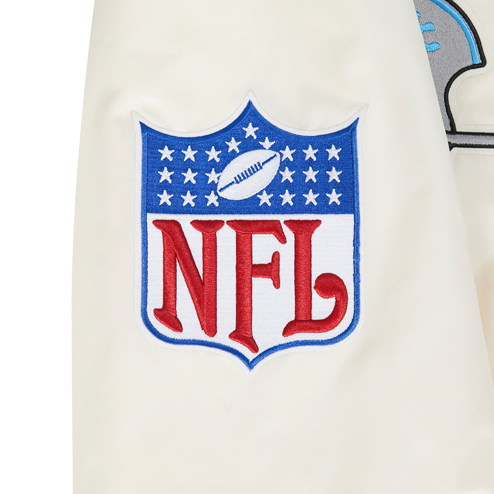 NFL DETROIT LIONS RETRO CLASSICS BLOUSON EN SATIN POUR HOMME (COQUILLE D'ŒUF/NOIR)