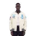NFL DETROIT LIONS RETRO CLASSICS BLOUSON EN SATIN POUR HOMME (COQUILLE D'ŒUF/NOIR)