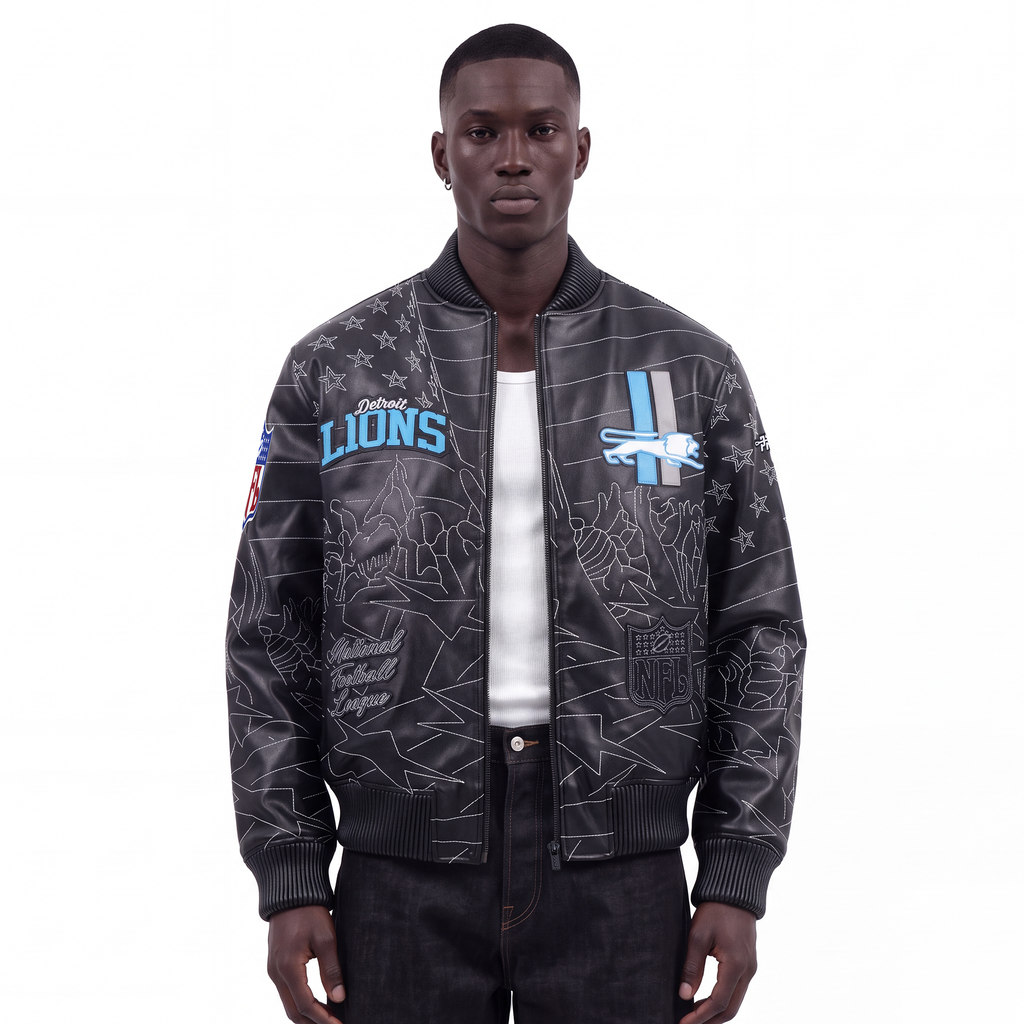 NFL DETROIT LIONS PRO PREMIUM MEN'S COAT (BLACK)
