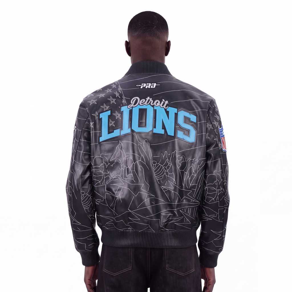 NFL DETROIT LIONS PRO PREMIUM MEN'S COAT (BLACK)