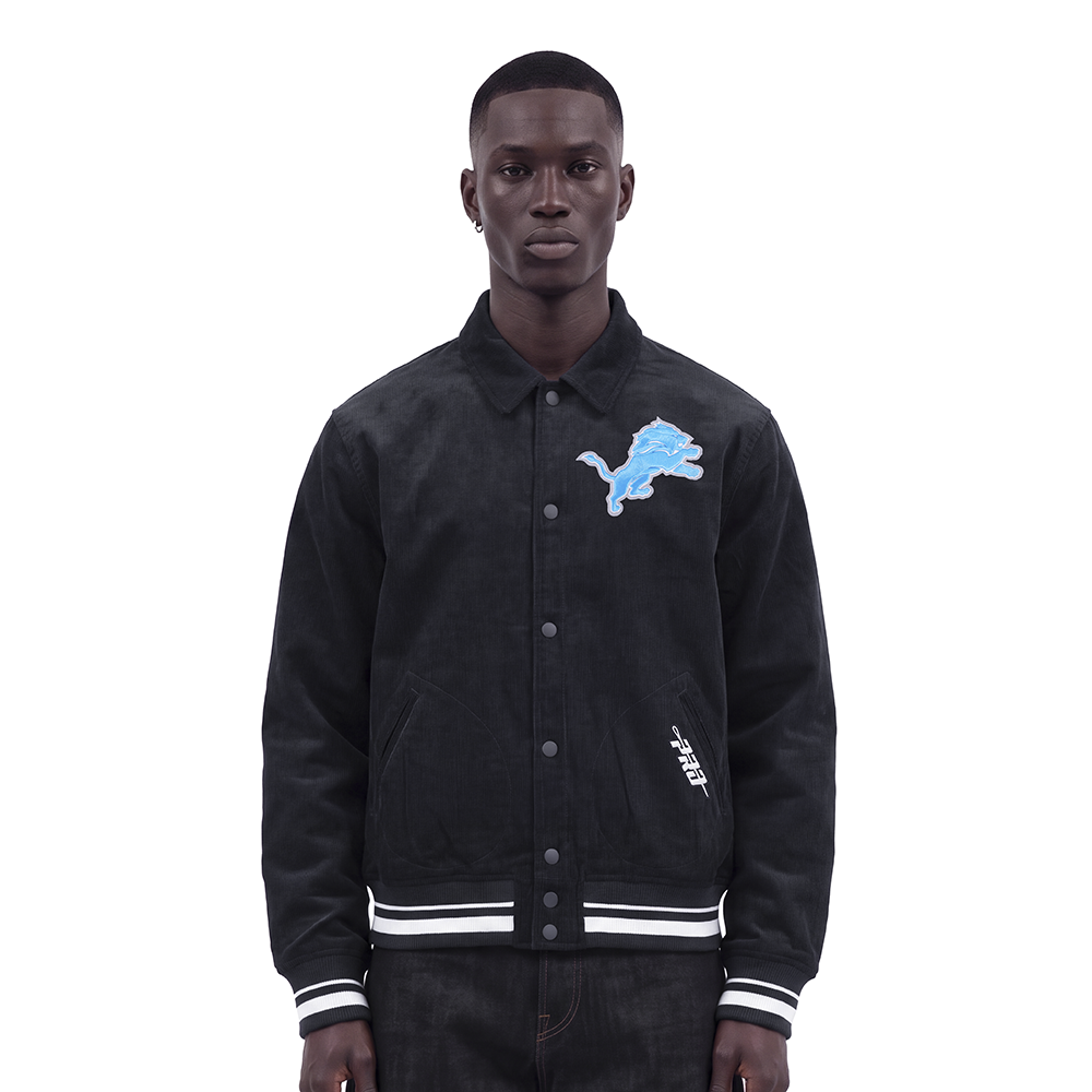 NFL DETROIT LIONS CLASSIC CORDUROY MANTEAU POUR HOMME (NOIR)