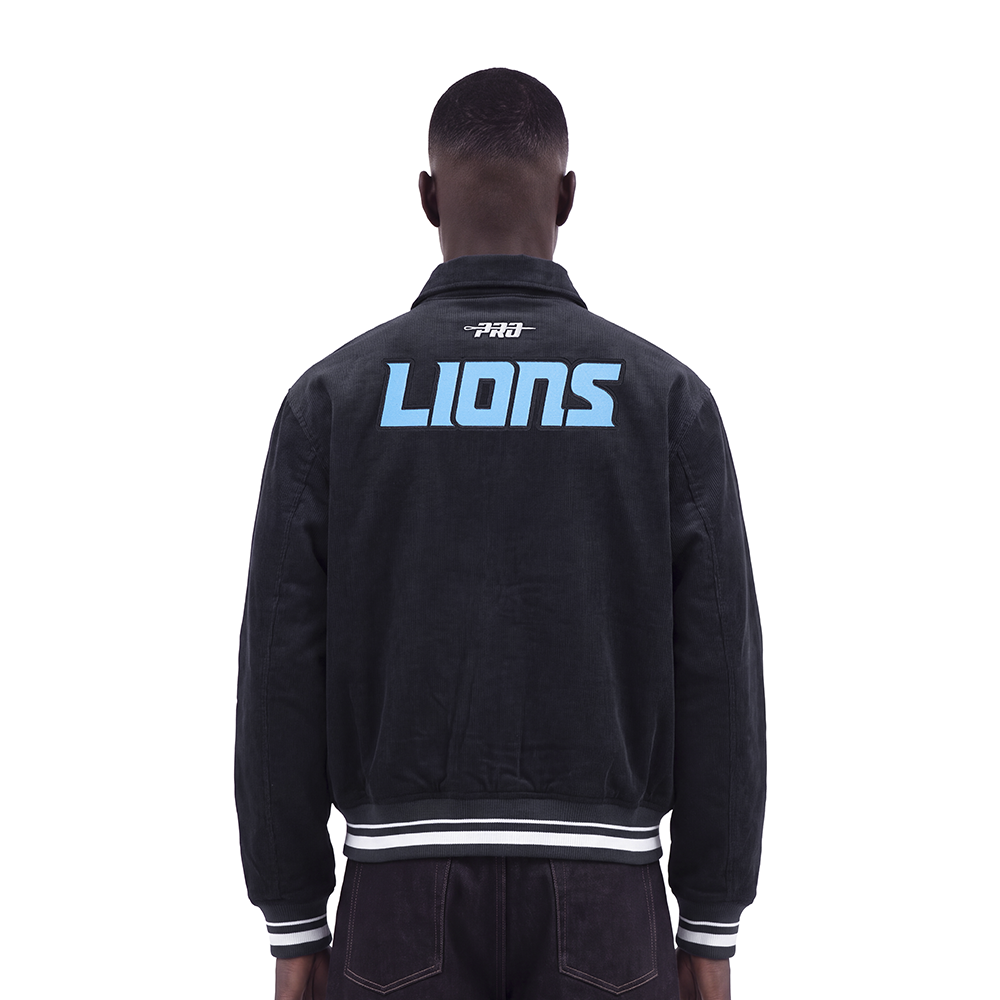 NFL DETROIT LIONS CLASSIC CORDUROY MANTEAU POUR HOMME (NOIR)