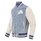 NFL DETROIT LIONS VARSITY BLUES BLOUSON COLLÉGIAL EN DENIM POUR HOMME (DENIM/LIN)