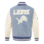 NFL DETROIT LIONS VARSITY BLUES BLOUSON COLLÉGIAL EN DENIM POUR HOMME (DENIM/LIN)