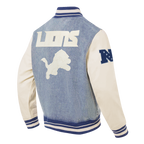 NFL DETROIT LIONS VARSITY BLUES BLOUSON COLLÉGIAL EN DENIM POUR HOMME (DENIM/LIN)
