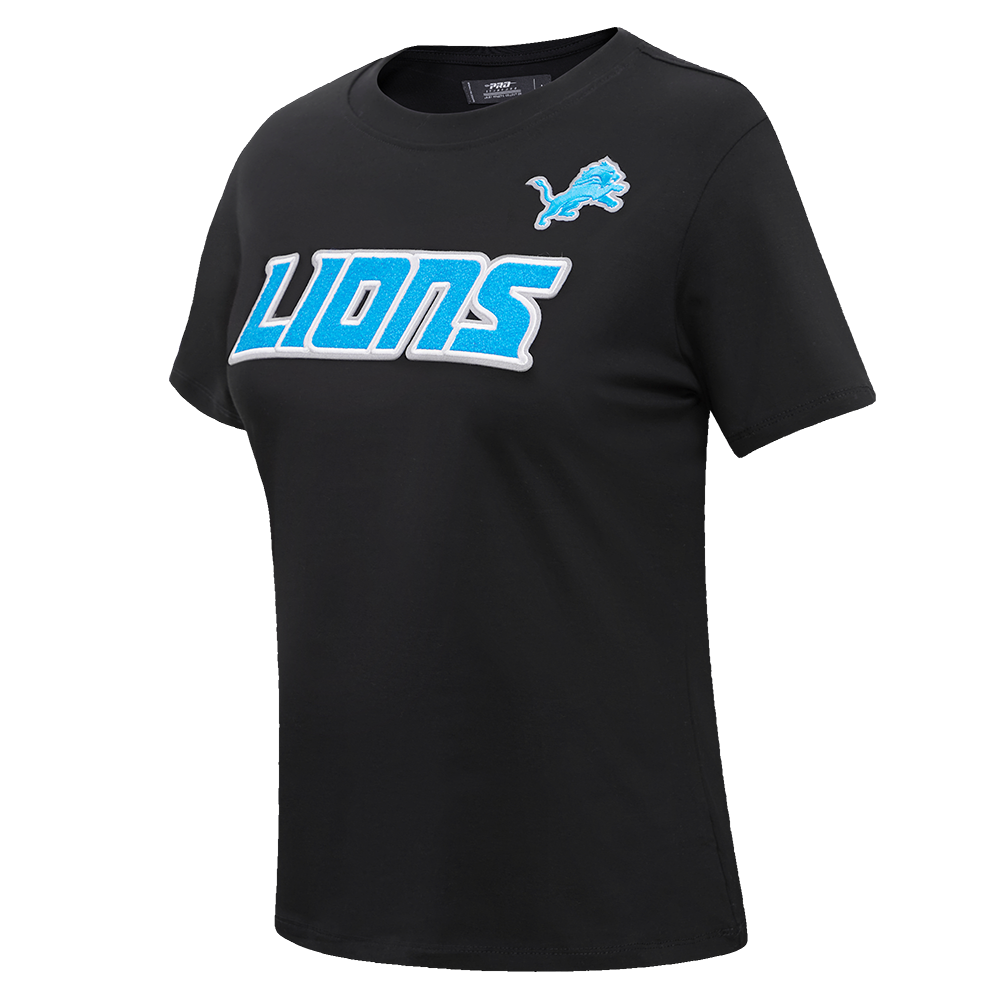 NFL DETROIT LIONS CLASSIC SHORT SLEEVE WOMEN'S SLIM FIT TEE (BLACK)