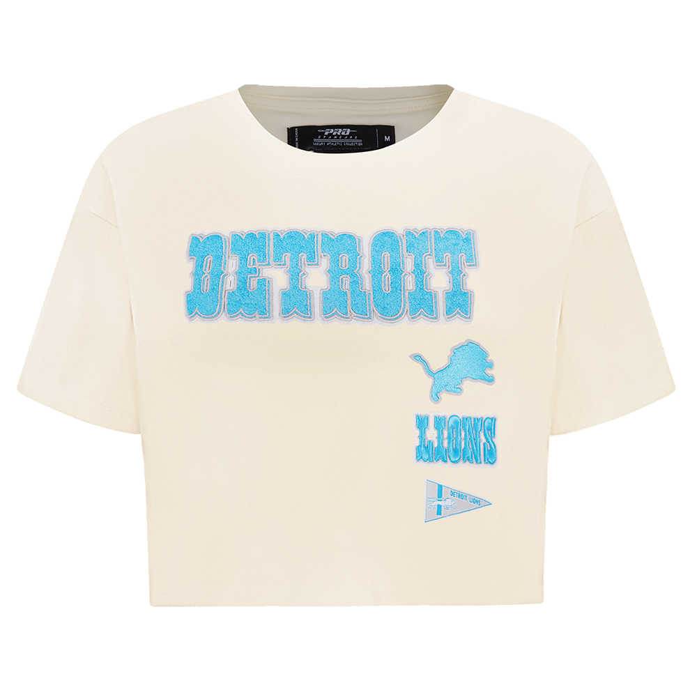 NFL DETROIT LIONS RETRO CLASSIC WOMEN'S SINGLE JERSEY BOXY TEE (EGGSHELL)