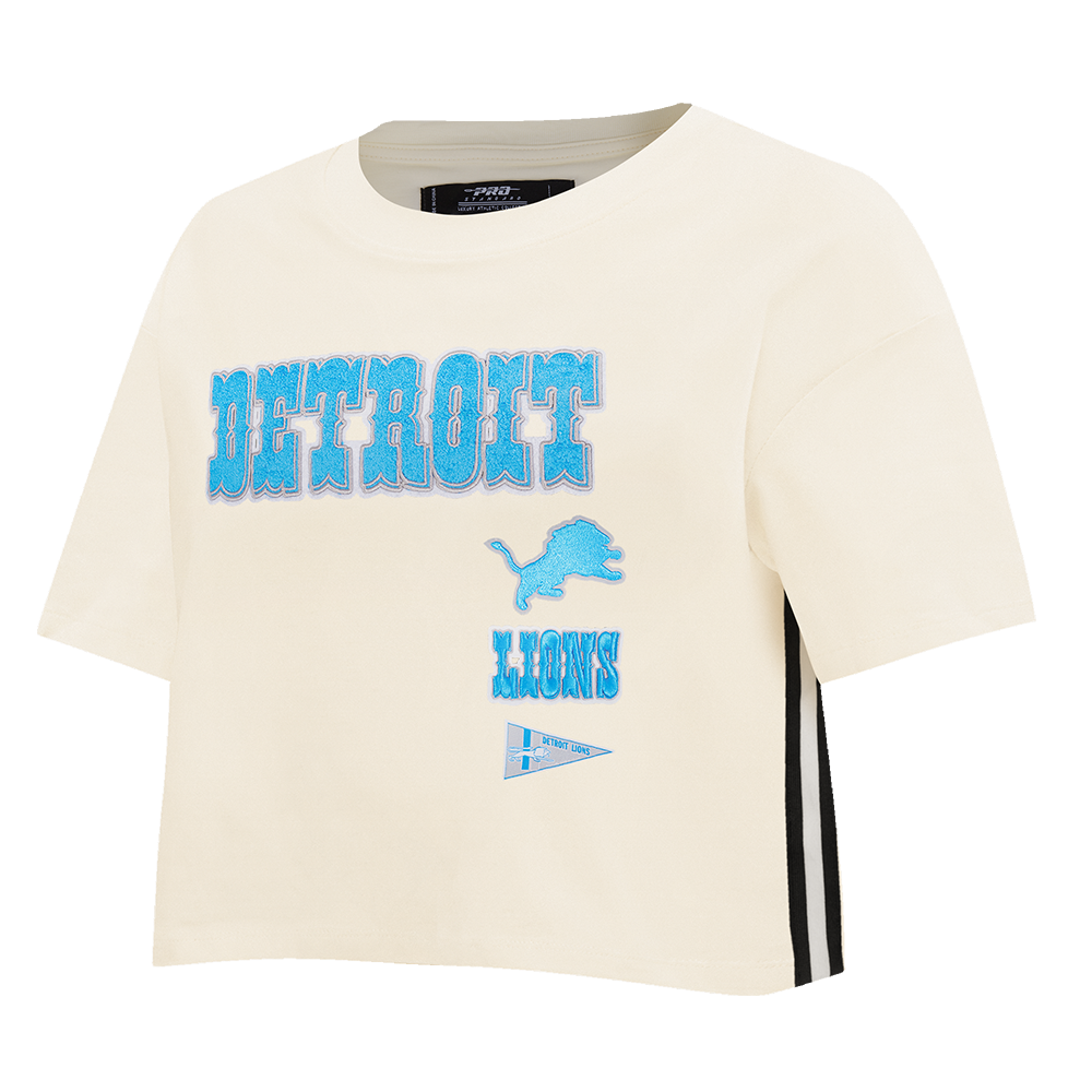 NFL DETROIT LIONS RETRO CLASSIC WOMEN'S SINGLE JERSEY BOXY TEE (EGGSHELL)
