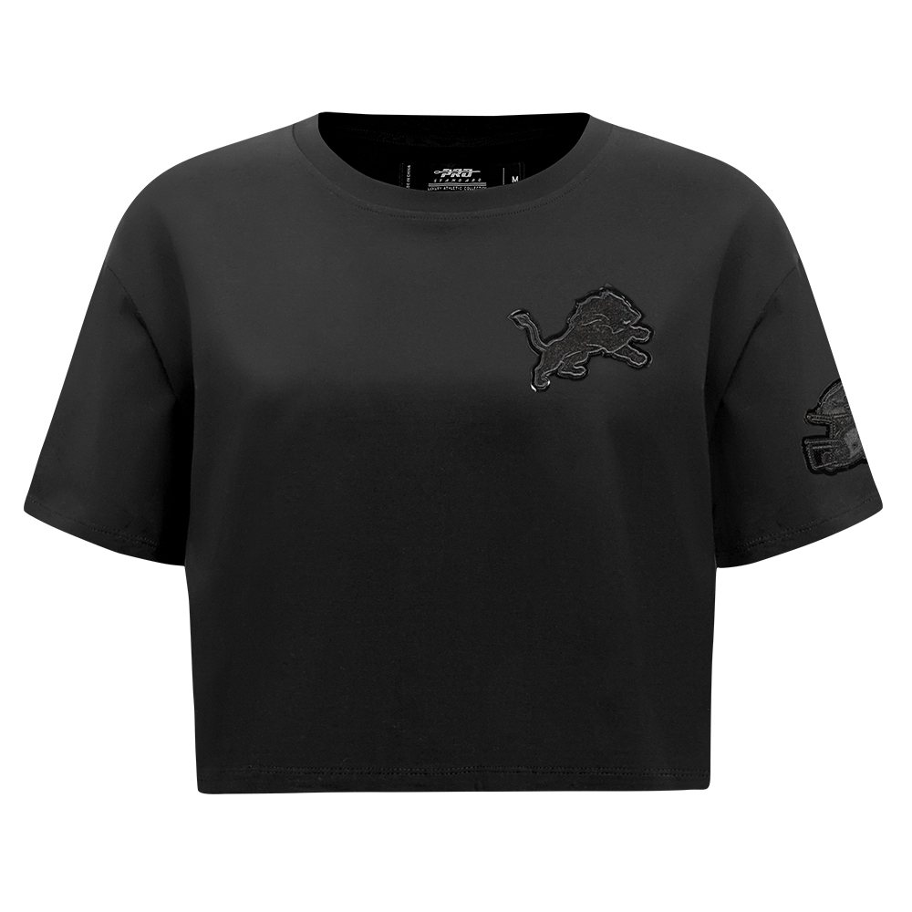 NFL DETROIT LIONS TRIPLE BLACK WOMEN'S SINGLE JERSEY BOXY TEE (TRIPLE BLACK)