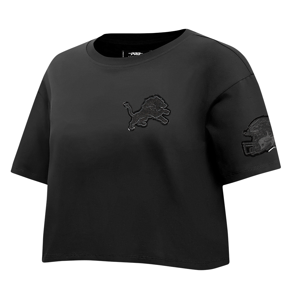 NFL DETROIT LIONS TRIPLE BLACK WOMEN'S SINGLE JERSEY BOXY TEE (TRIPLE BLACK)