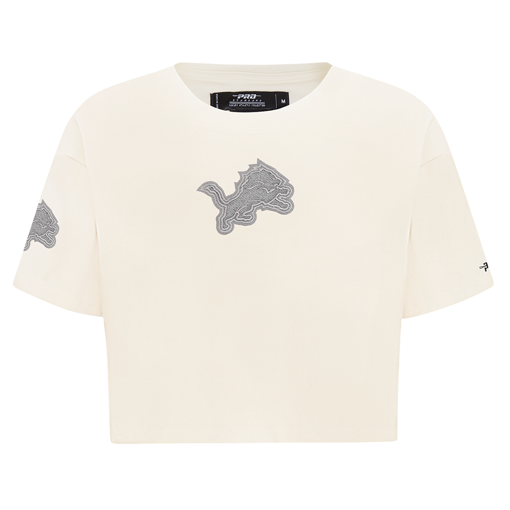 NFL DETROIT LIONS REVERSE FRENCH TERRY T-SHIRT EN JERSEY SIMPLE À COUPE CARRÉE POUR FEMME (COQUILLE D'ŒUF)