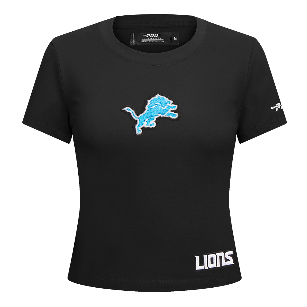 NFL DETROIT LIONS GAME DAY CLASSICS T-SHIRT BABY DOLL EN JERSEY SIMPLE POUR FEMME (NOIR)