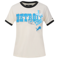 NFL DETROIT LIONS RETRO CASCADE WOMEN'S RINGER TEE (EGGSHELL/ BLACK)