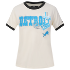 NFL DETROIT LIONS RETRO CASCADE WOMEN'S RINGER TEE (EGGSHELL/ BLACK)