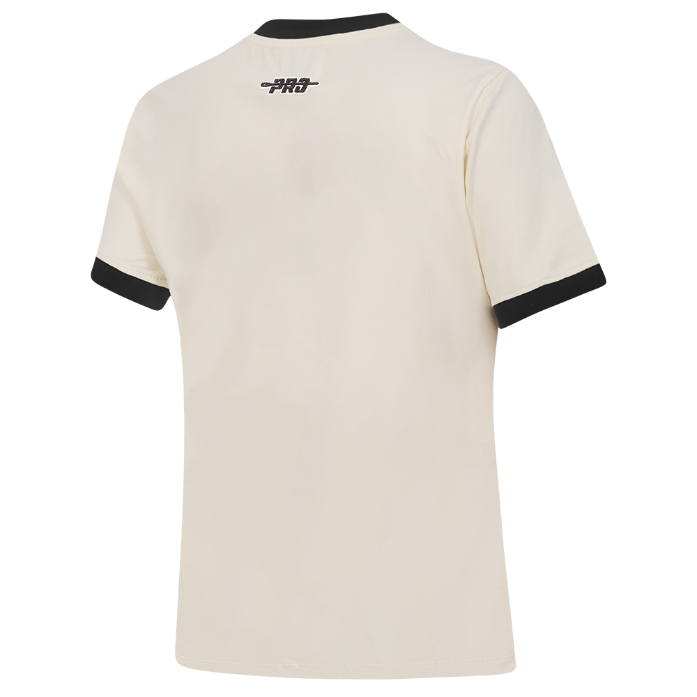 NFL DETROIT LIONS RETRO CASCADE WOMEN'S RINGER TEE (EGGSHELL/ BLACK)