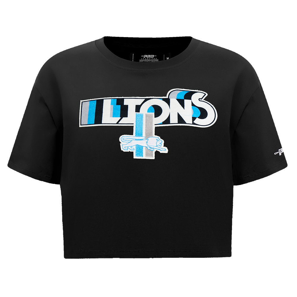 NFL DETROIT LIONS RETRO ELEVATION T-SHIRT EN JERSEY SIMPLE À COUPE CARRÉE POUR FEMME (NOIR)