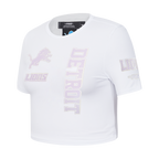 NFL DETROIT LIONS HOLOGRAM T-SHIRT EN JERSEY SIMPLE À COUPE CARRÉE POUR FEMME (BLANC)