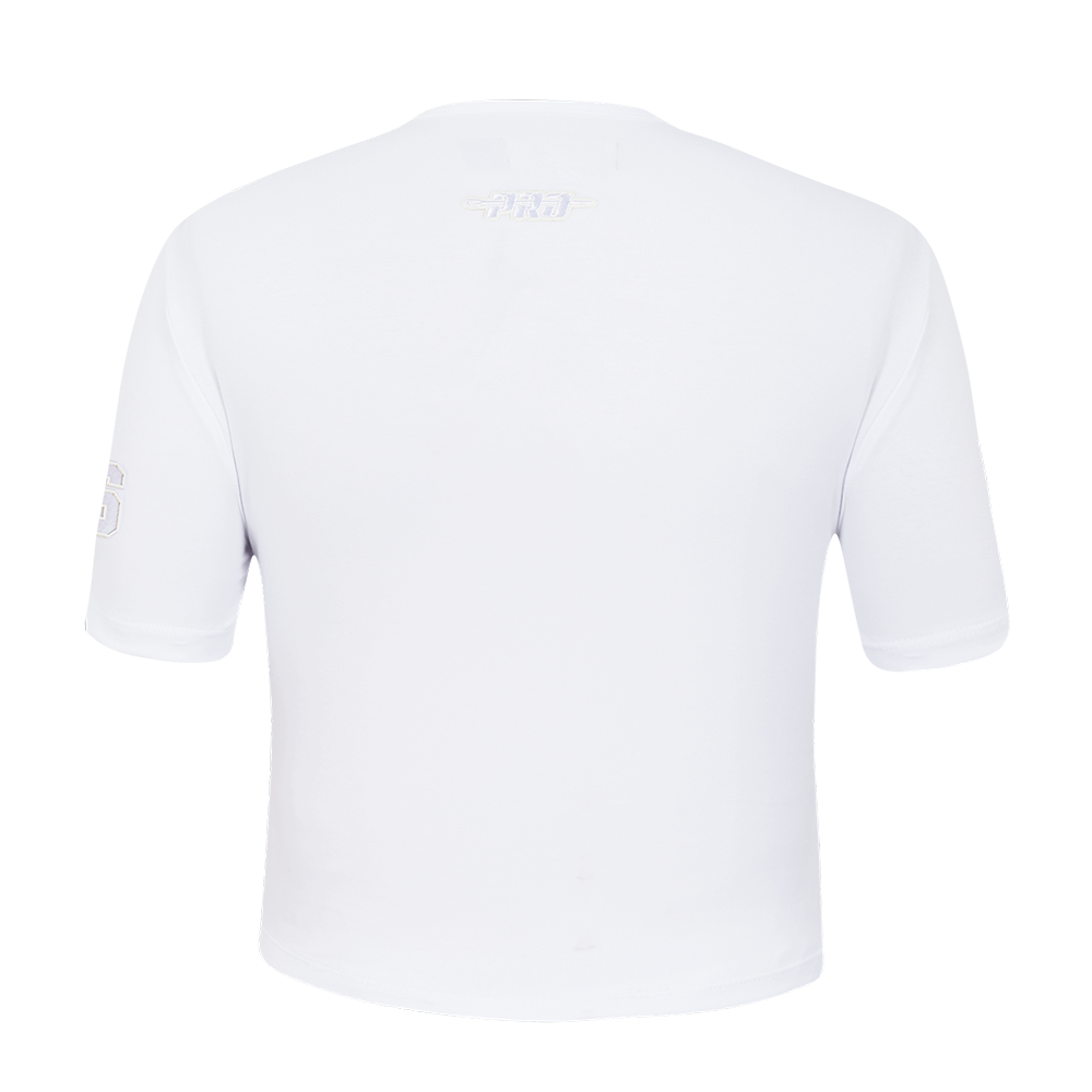 NFL DETROIT LIONS HOLOGRAM T-SHIRT EN JERSEY SIMPLE À COUPE CARRÉE POUR FEMME (BLANC)