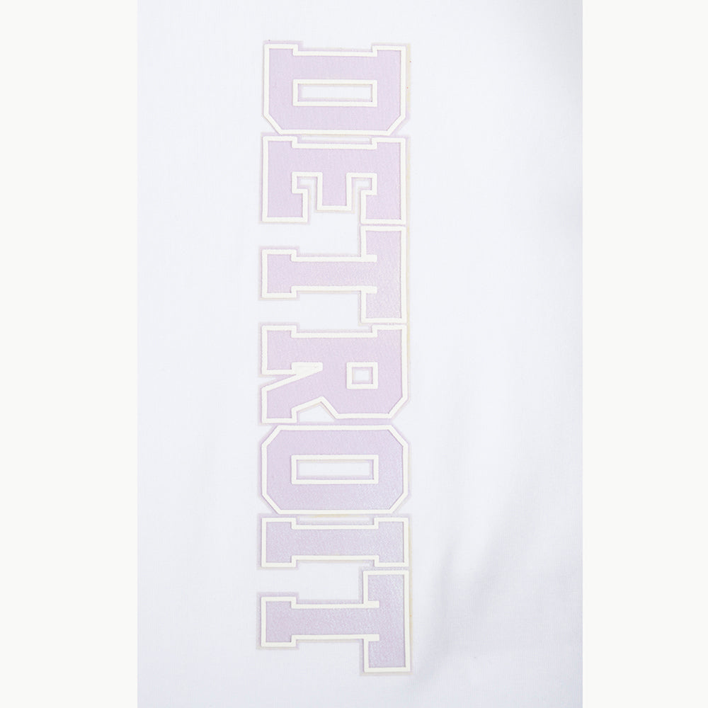 NFL DETROIT LIONS HOLOGRAM T-SHIRT EN JERSEY SIMPLE À COUPE CARRÉE POUR FEMME (BLANC)