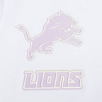 NFL DETROIT LIONS HOLOGRAM T-SHIRT EN JERSEY SIMPLE À COUPE CARRÉE POUR FEMME (BLANC)