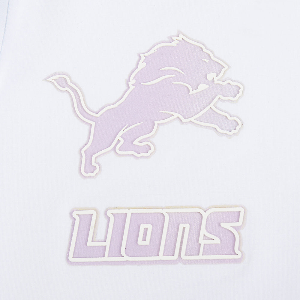NFL DETROIT LIONS HOLOGRAM T-SHIRT EN JERSEY SIMPLE À COUPE CARRÉE POUR FEMME (BLANC)