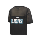 NFL DETROIT LIONS SHEER INFLUENCE T-SHIRT TRANSPARENT À COUPE CARRÉE POUR FEMME (NOIR)