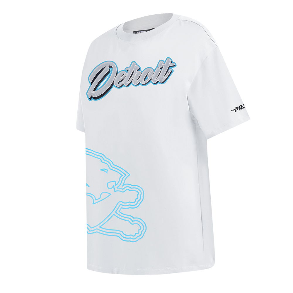 NFL DETROIT LIONS SHEER INFLUENCE WOMEN'S BOYFRIEND TEE (WHITE)