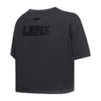 NFL DETROIT LIONS WASHED CRYSTALLINE T-SHIRT À COUPE CARRÉE DÉLAVÉ À L'ENZYME POUR FEMME (NOIR DÉLAVÉ)