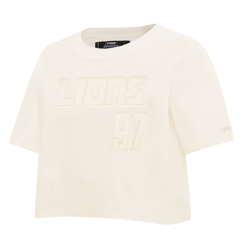 NFL DETROIT LIONS AIDAN HUTCHINSON #97 NEUTRAL PNN WOMEN'S SJ BOXY TEE (EGGSHELL)