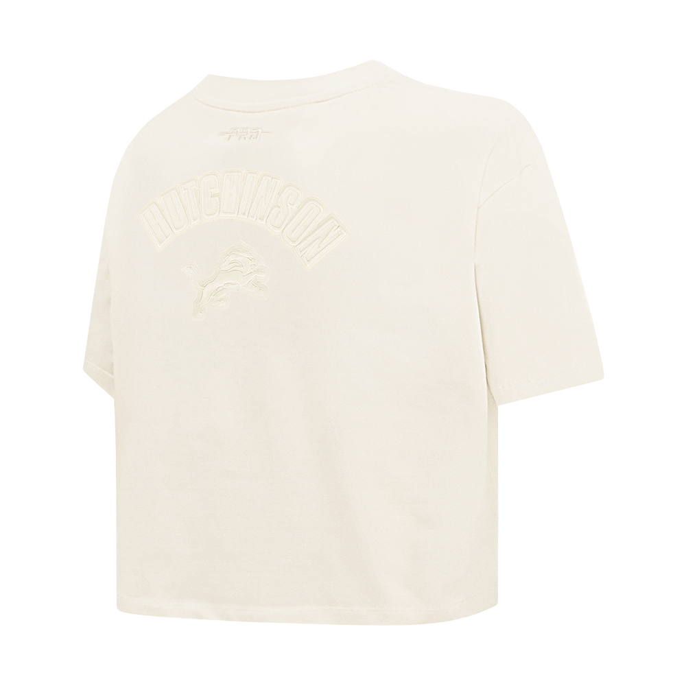 NFL DETROIT LIONS AIDAN HUTCHINSON #97 NEUTRAL PNN WOMEN'S SJ BOXY TEE (EGGSHELL)