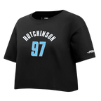 NFL DETROIT LIONS AIDAN HUTCHINSON #97 CLASSIC PNN WOMEN'S SJ BOXY TEE (BLACK)