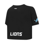 NFL DETROIT LIONS AMON RA ST. BROWN #14 CLASSIC PNN WOMEN'S SJ BOXY TEE (BLACK)
