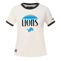NFL DETROIT LIONS ORIGINAL PLAYERS T-SHIRT À MANCHES COURTES ET À COUPE AJUSTÉE POUR FEMME (COQUILLE D'ŒUF/NOIR)