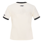 NFL DETROIT LIONS ORIGINAL PLAYERS T-SHIRT À MANCHES COURTES ET À COUPE AJUSTÉE POUR FEMME (COQUILLE D'ŒUF/NOIR)